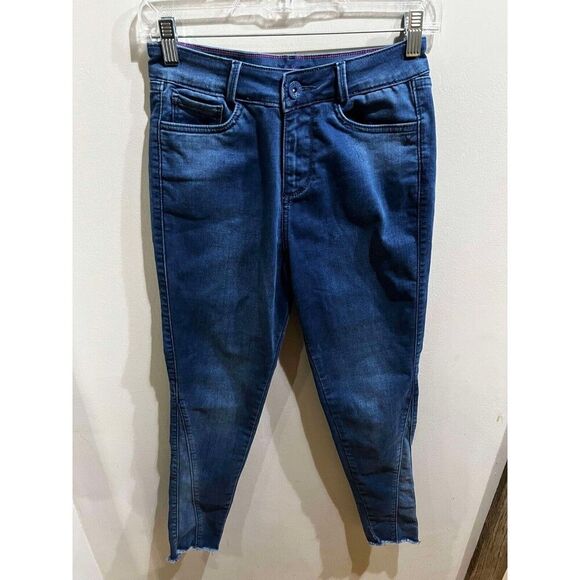 Denim - X'pose Attitude Jeans Women's 25x26 Blue High Rise Frayed Ankles Denim
